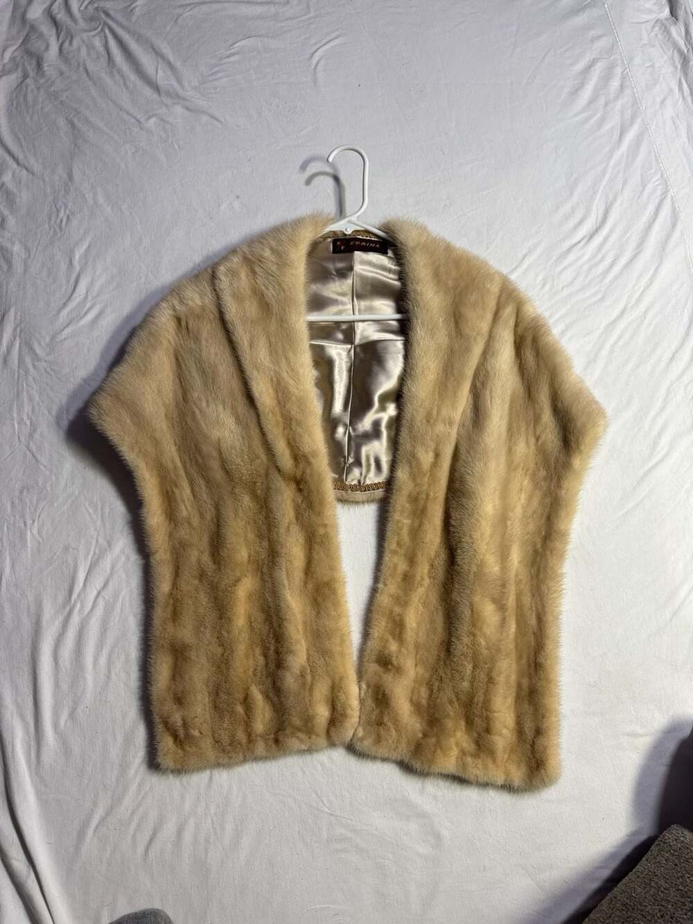 Vintage Ermina Furs Champagne Blonde Mink Fur Stole Shawl wrap